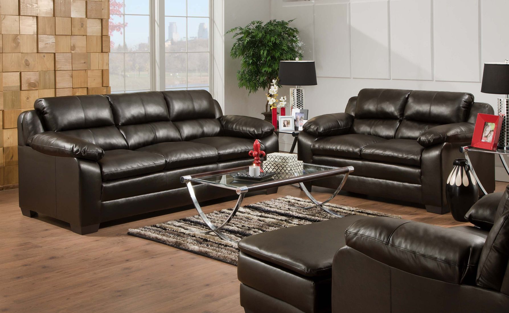 Soho Espresso Bonded Leather Leather Sofa & Loveseat