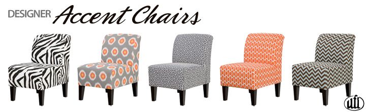 Designer accent chairs in five patterns