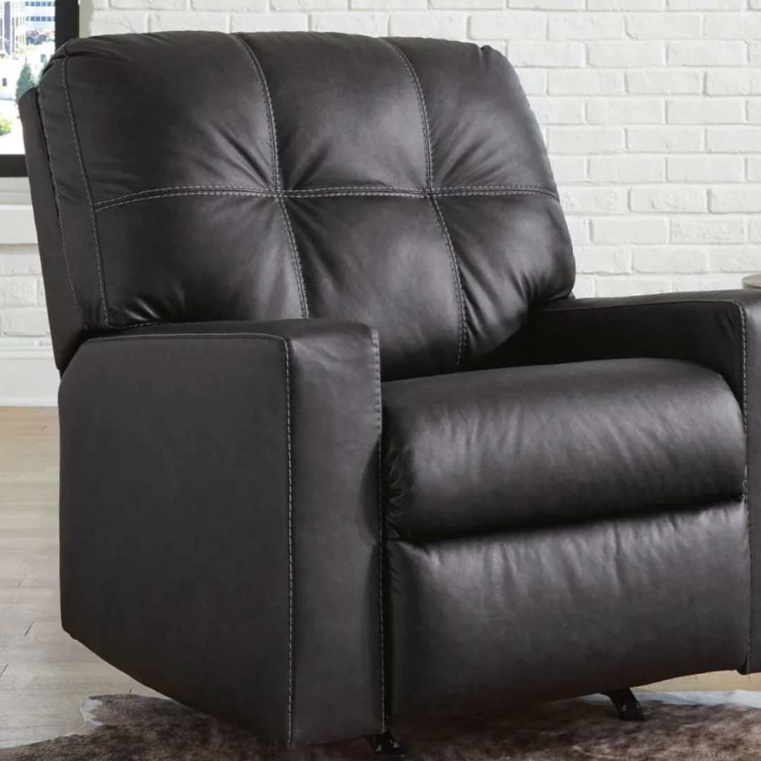 Black recliner in a living room