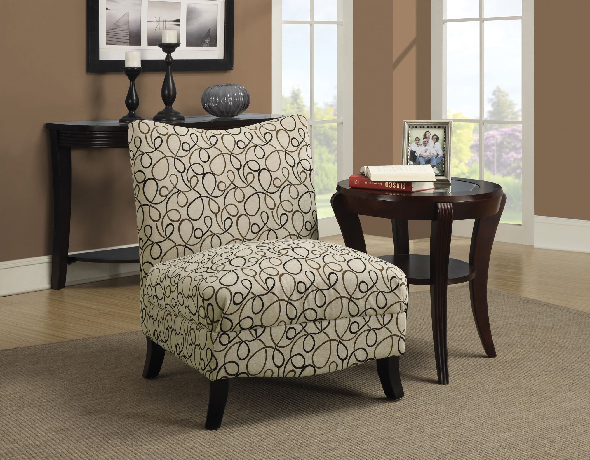 Tan Swirl Accent Chair
