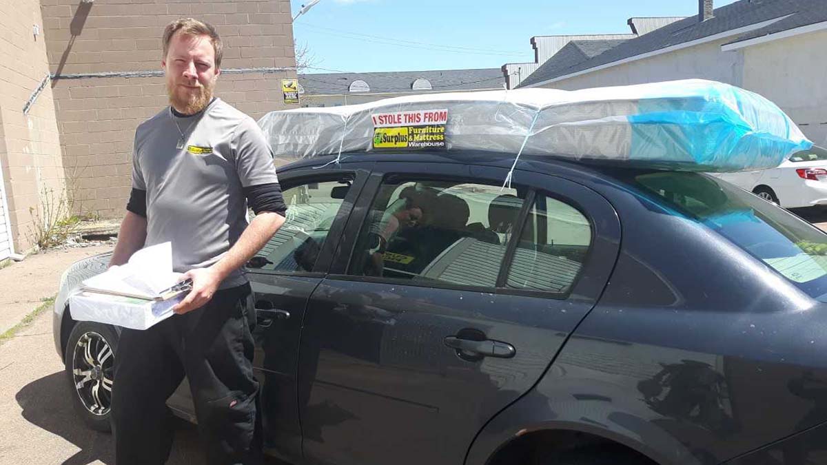 Surplus Furniture customer pickup at Moncton location