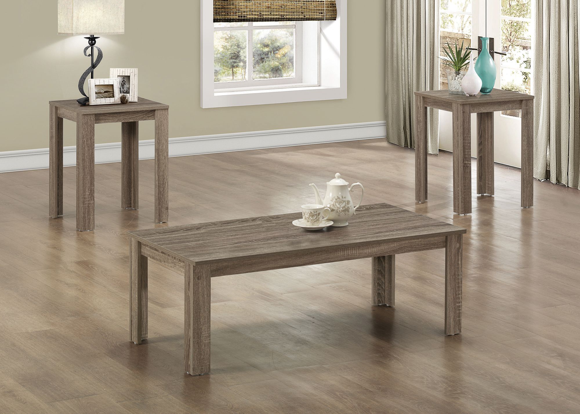 Dark Taupe 3PC Coffee Table Set Dark Taupe 3PC Coffee Table Set