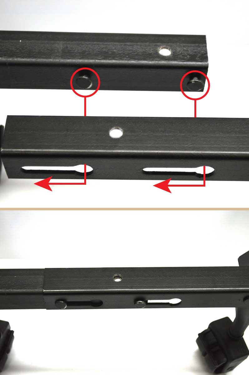 Step 3: joining head and foot supports with the keylock assembly