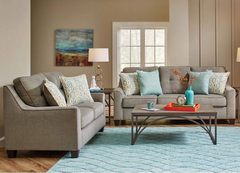Surge Smoke Sofa and Loveseat
