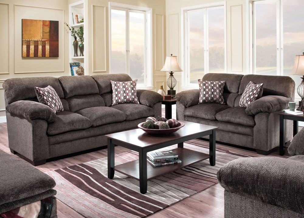 Albany Mocha Sofa and Loveseat