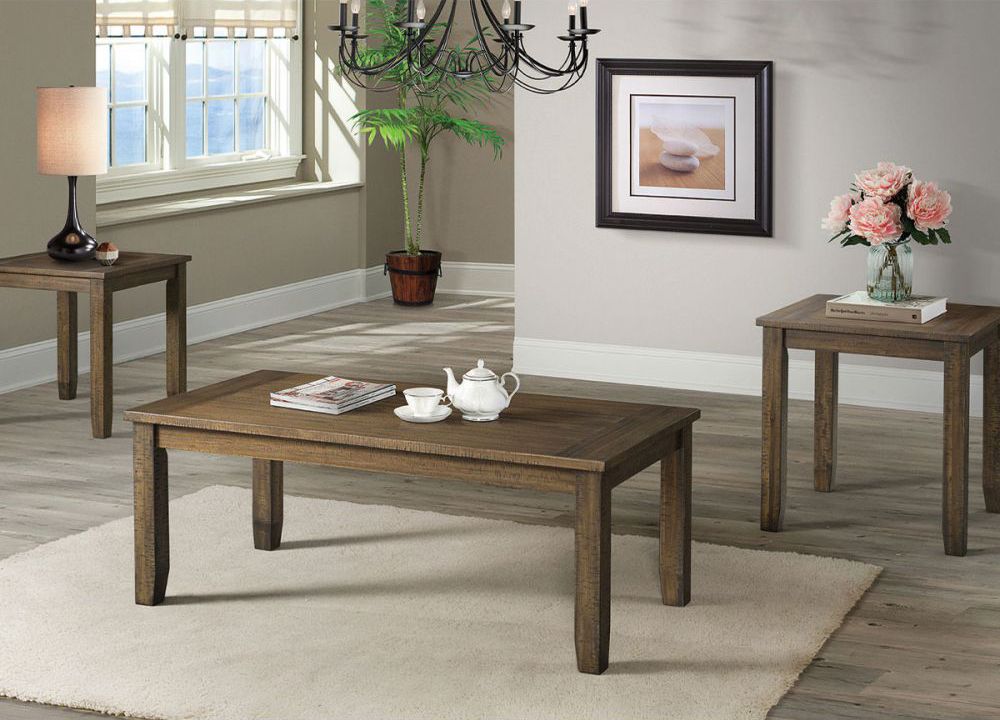 Walnut 3-Piece Coffee Table Set