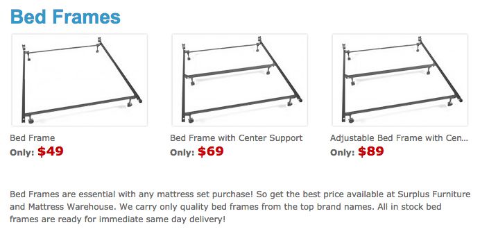 Surplus Furniture metal bed frames