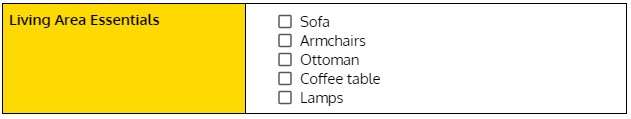 Living room essentials checklist