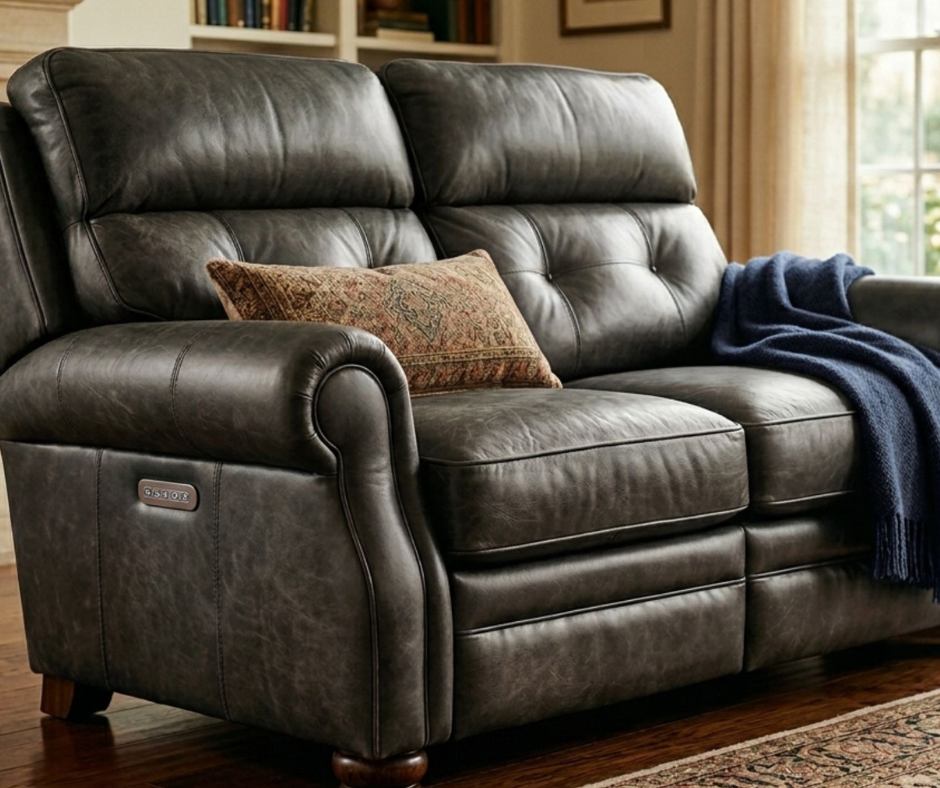 AI-generated Black power recliner loveseat with adjustable backrest