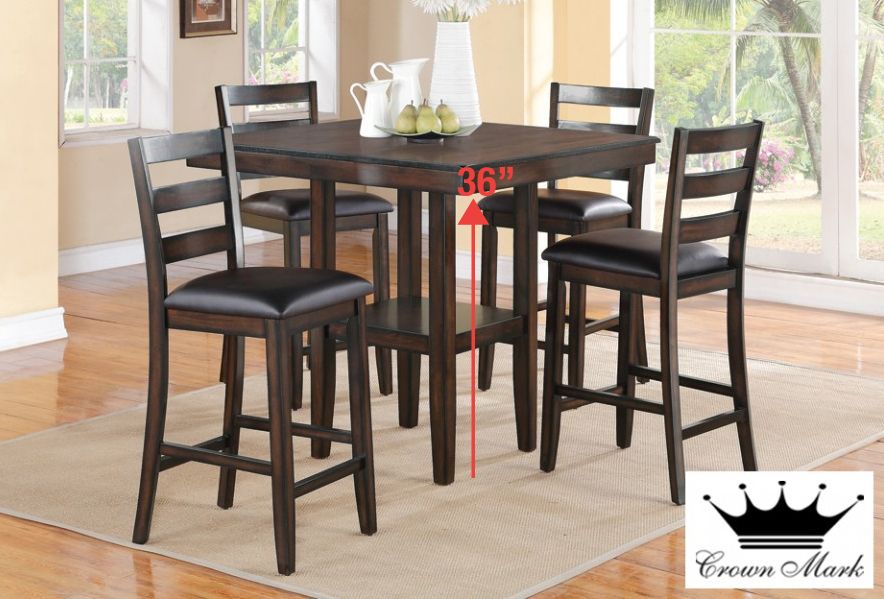 Pub-height dining table with bar stools
