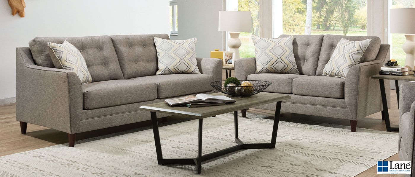 Lane Jensen Grey Tufted Sofa Set
