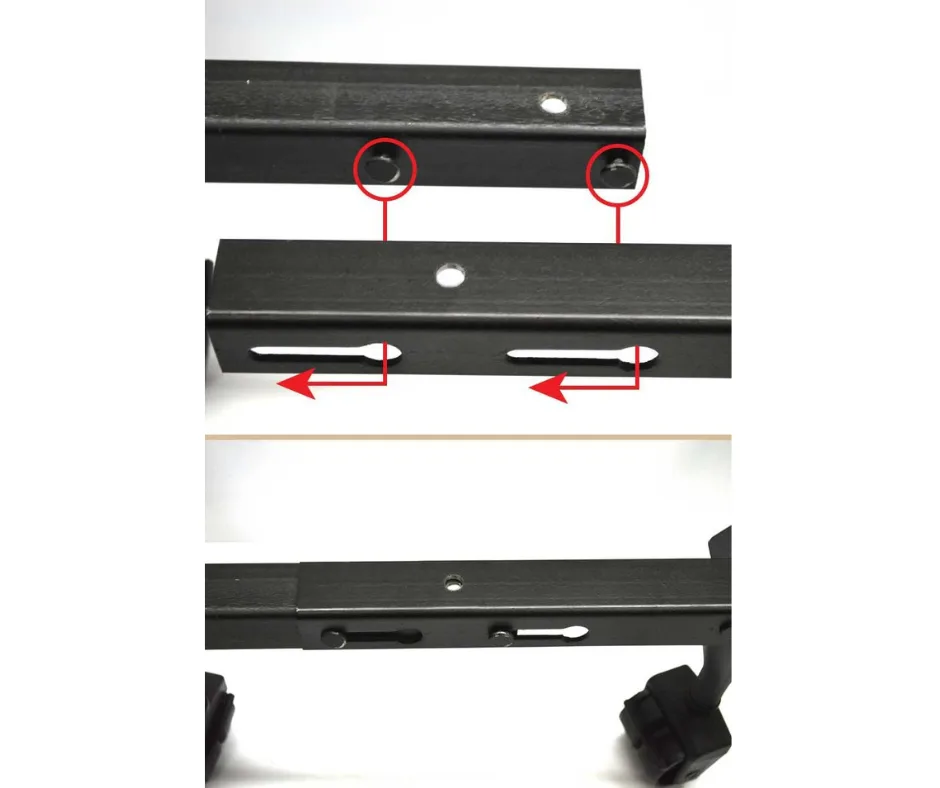 Locking head and foot support in place on a metal bed frame