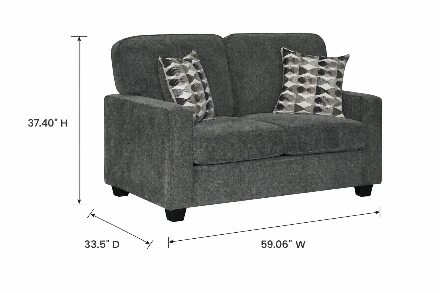 Lilly Surge Anchor Loveseat — Dimensions