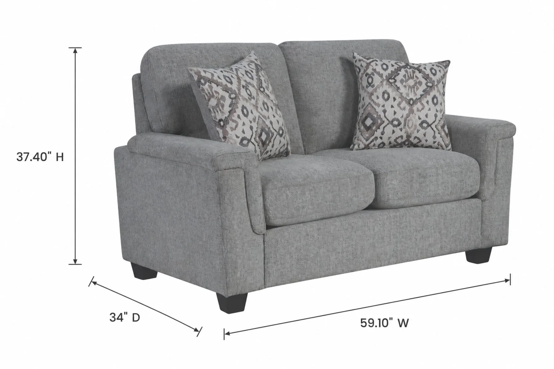 Nova Dove Loveseat — Dimensions