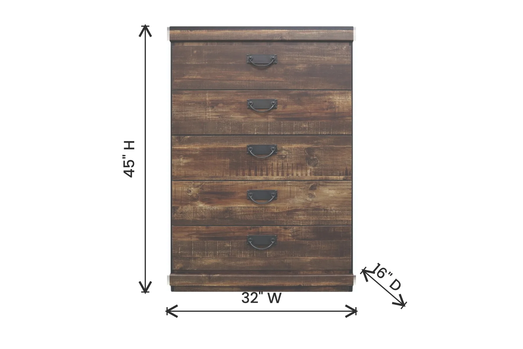 Montana 5 Drawer Chest — Dimensions