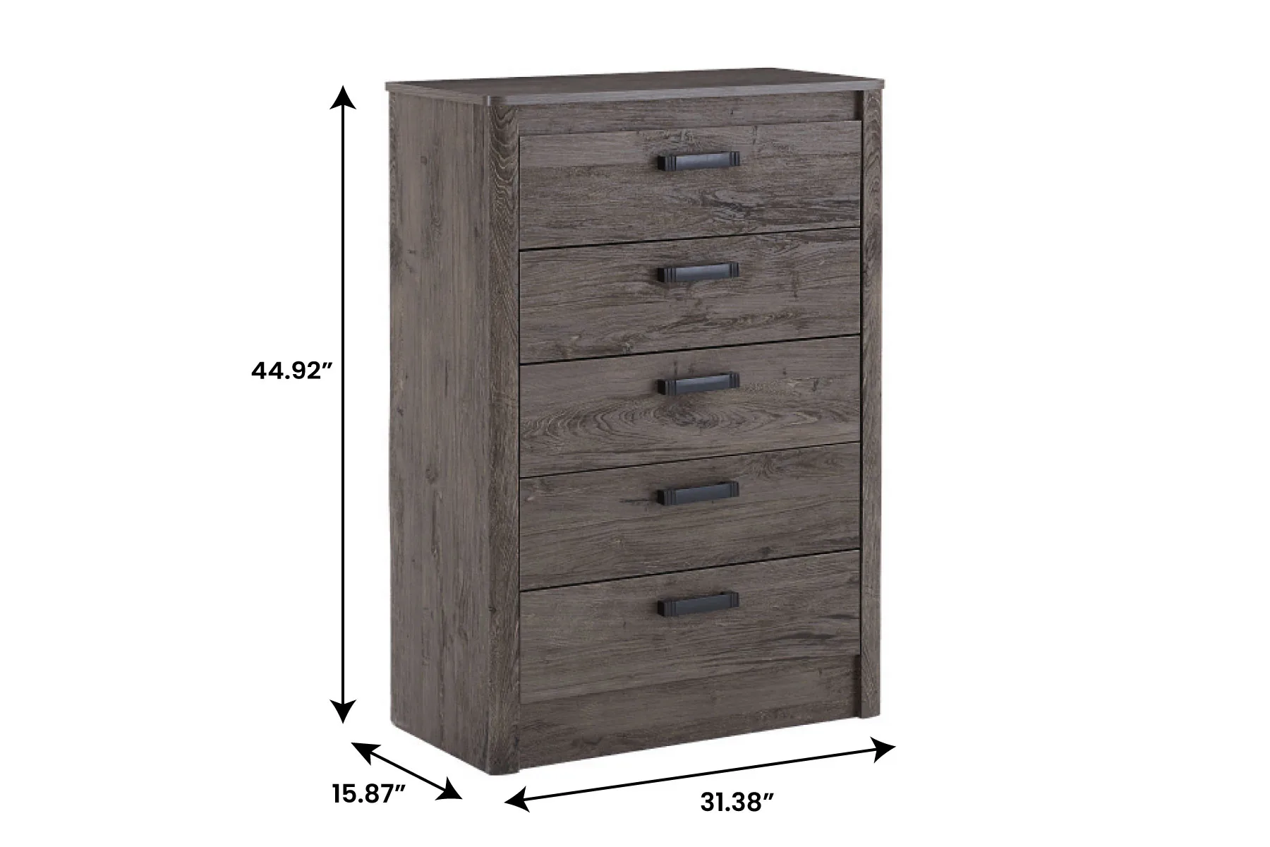 Alabaster Oak 5 Drawer Chest — Dimensions