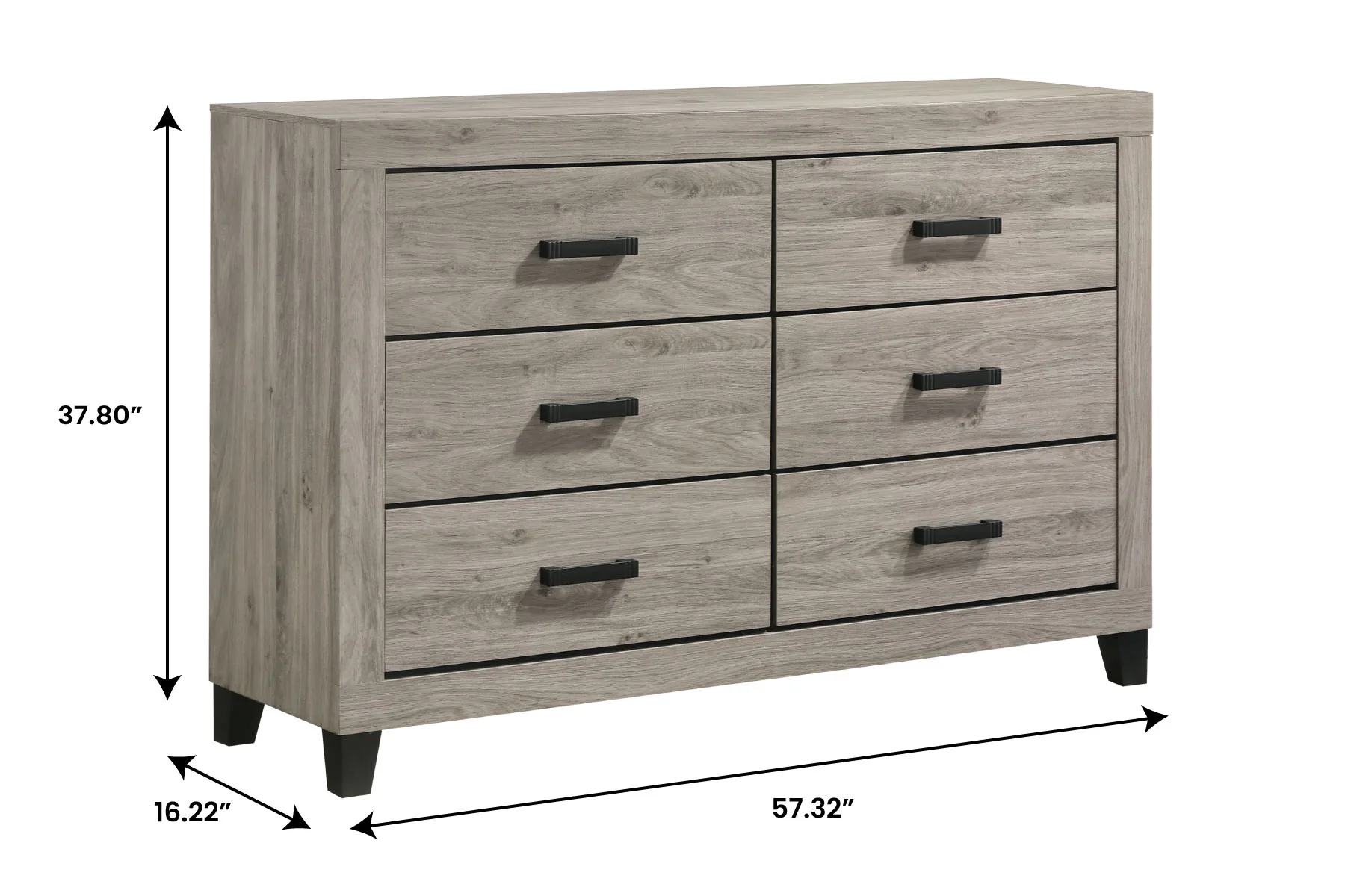 Wesley Light Grey Dresser — Dimensions