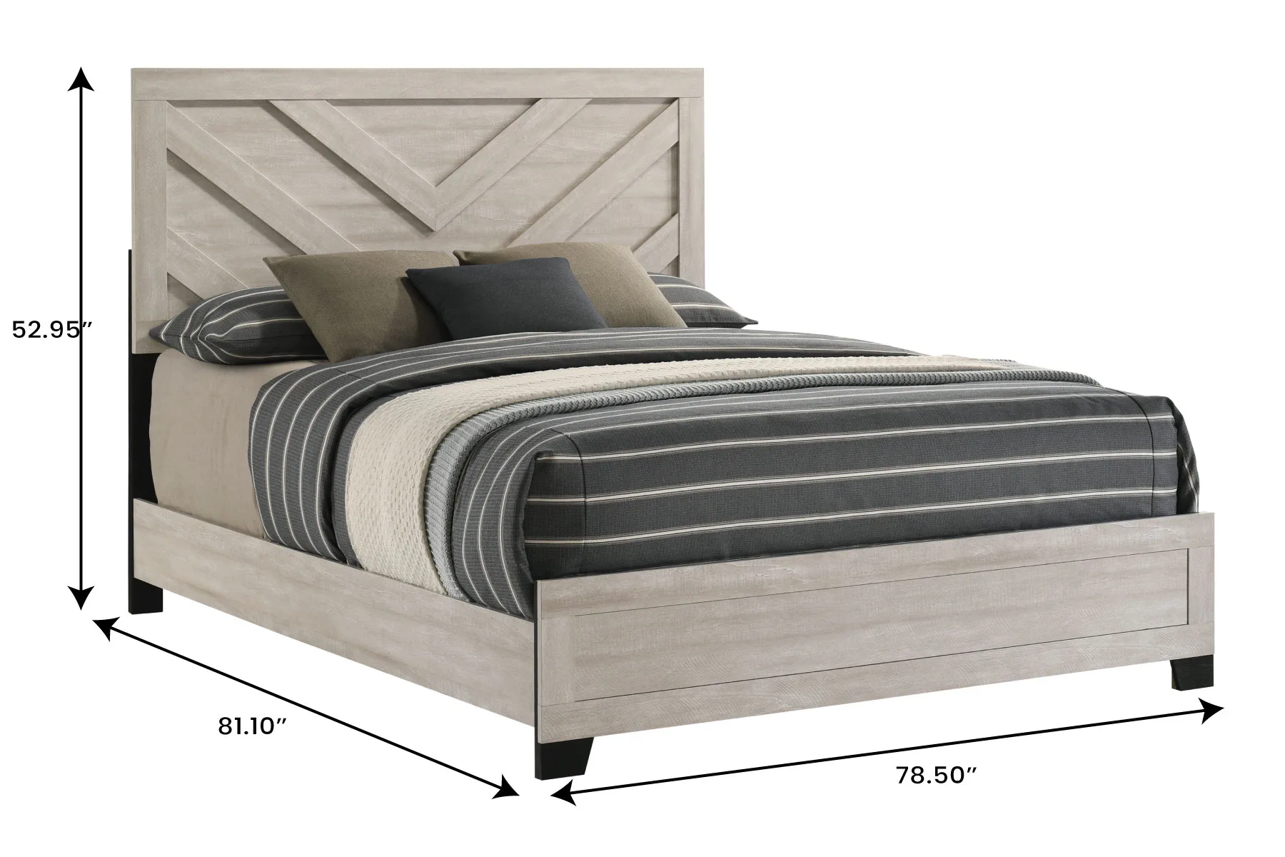 Bradley Dusty Grey Oak King Bed  — Dimensions