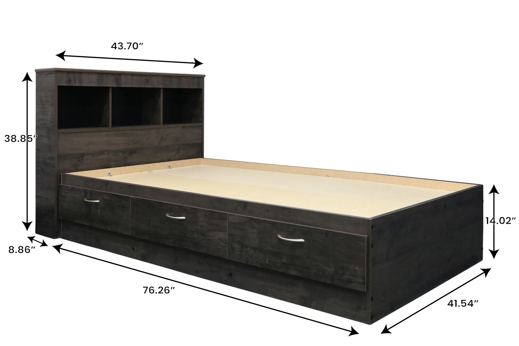 Canyon Maple Twin Mates Bed — Dimensions