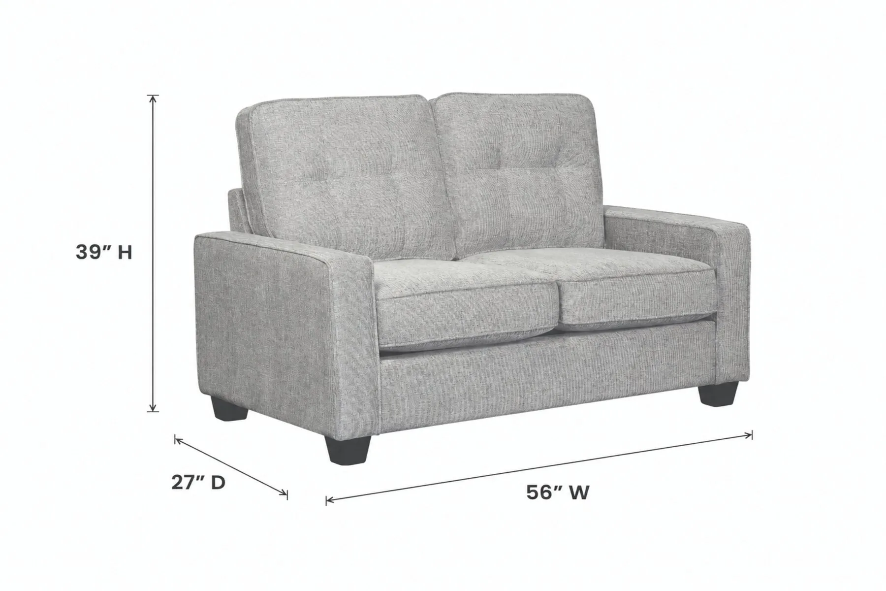 Morty Retreat Granite Loveseat — Dimensions