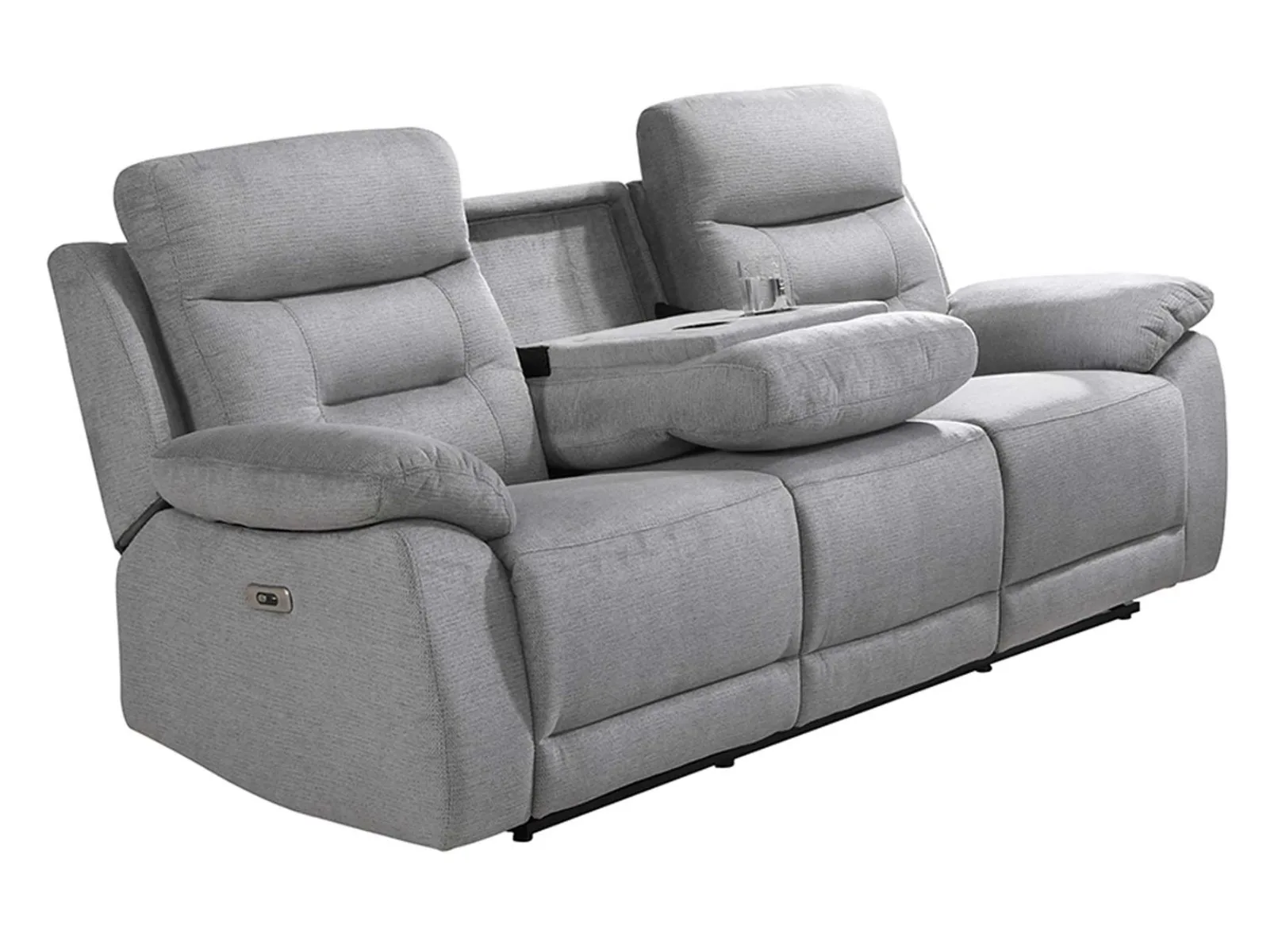 Calypso Grey Power Reclining Sofa w/USB — Dimensions