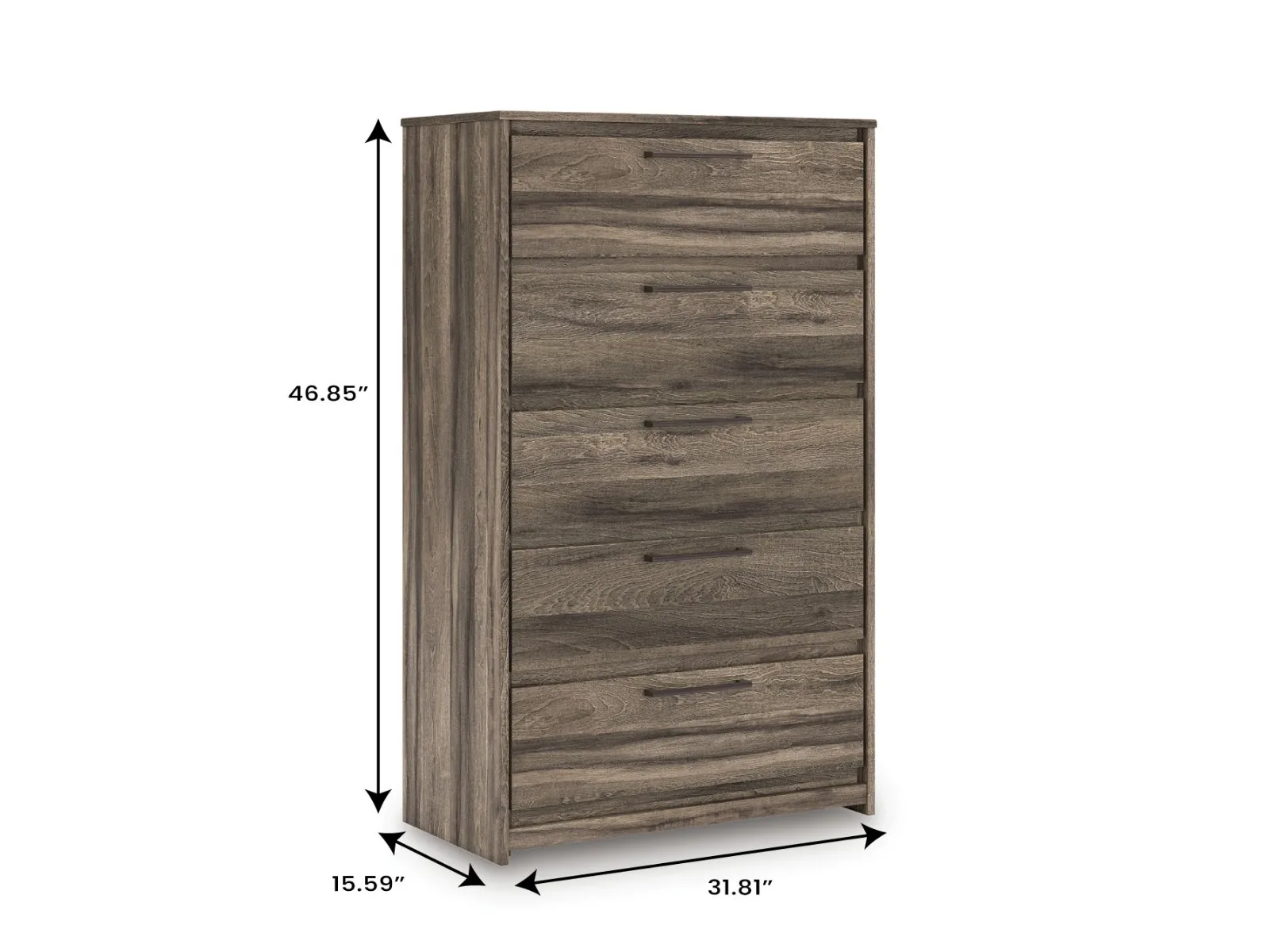 Elbrim Brown Five Drawer Chest — Dimensions