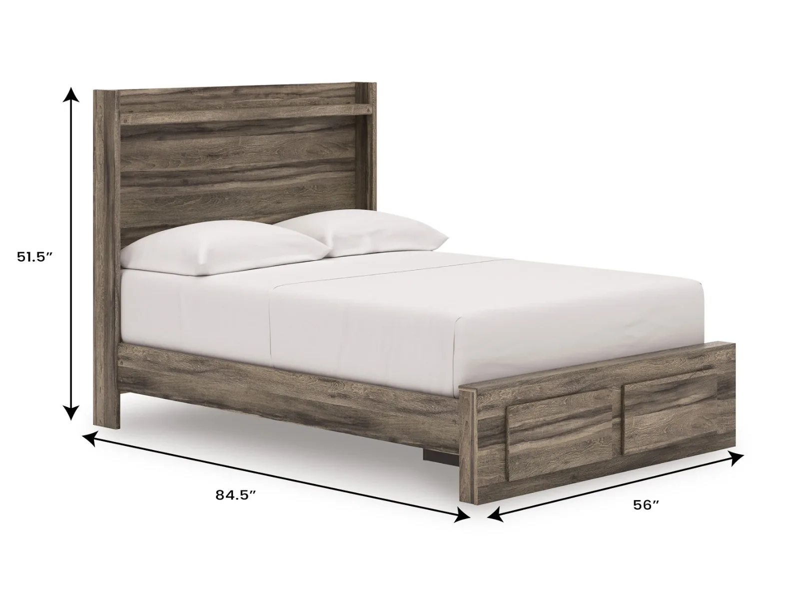 Elbrim Brown Full Bed w/ Storage Footboard — Dimensions