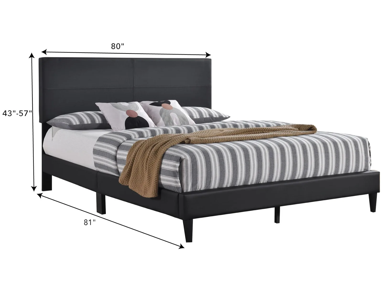 Grey Platform King Bed Complete — Dimensions