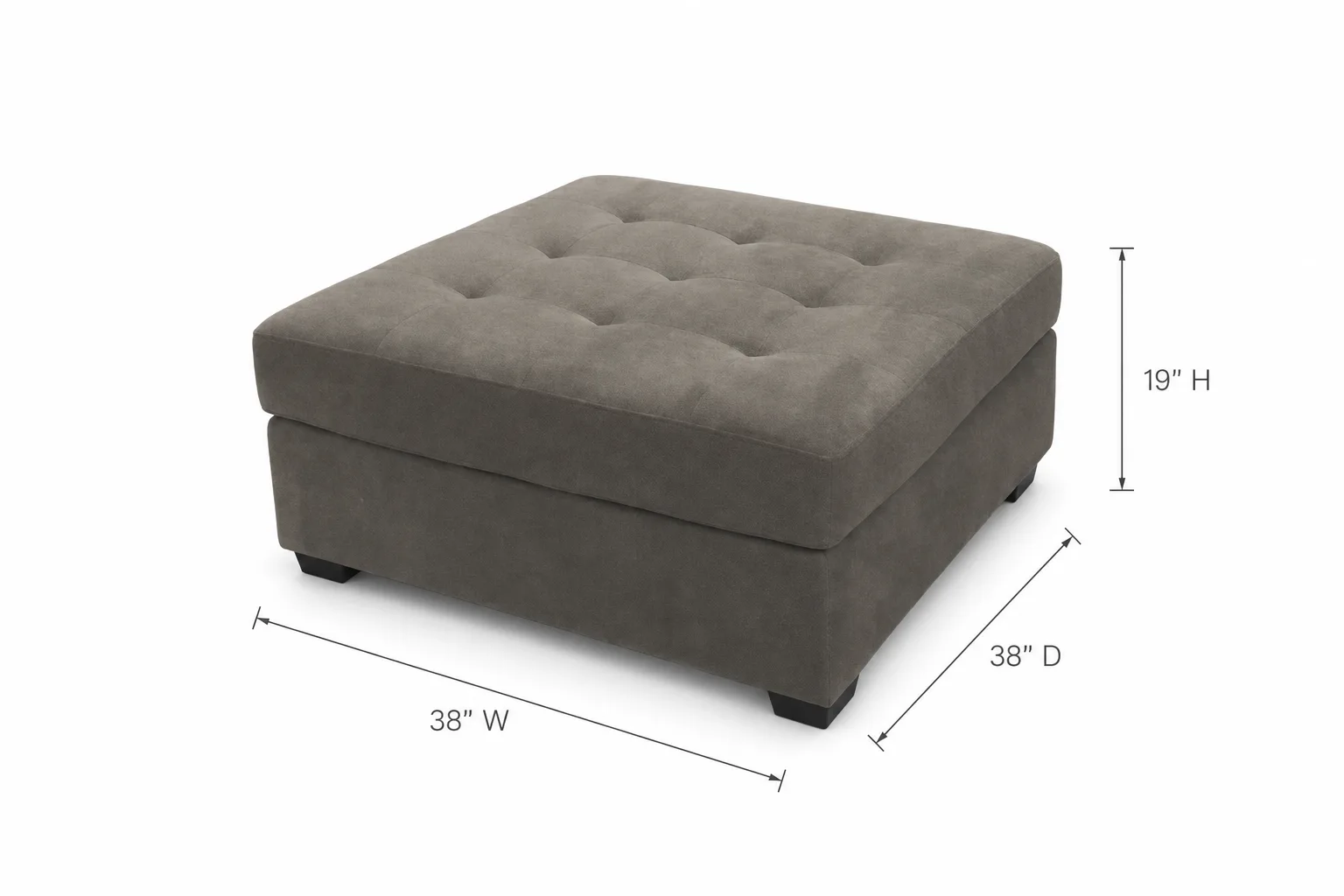 Kirkland Charcoal Ottoman — Dimensions
