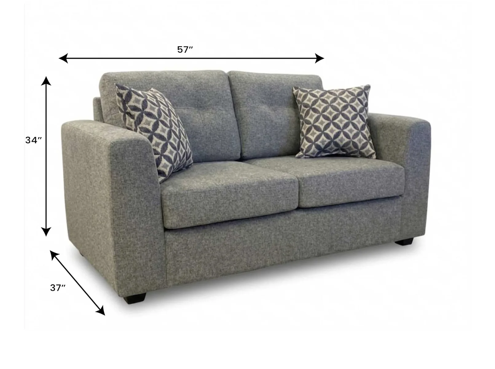 Brandon Grey Loveseat — Dimensions