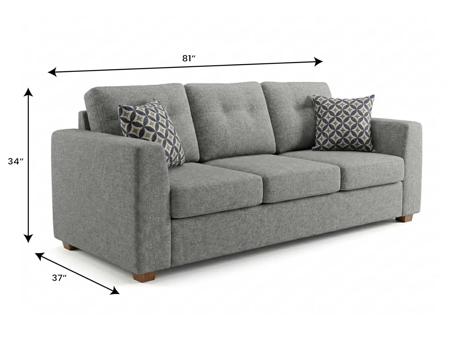 Brandon Grey Sofa — Dimensions