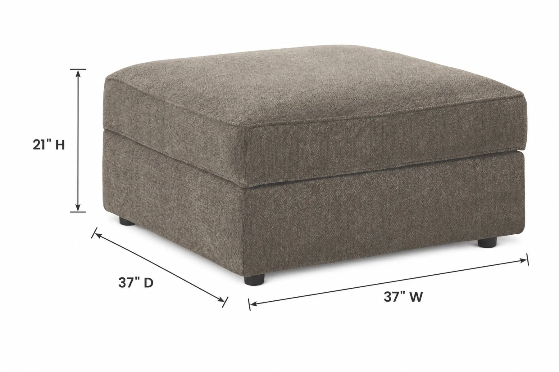 O'Phannon Putty Storage Ottoman — Dimensions
