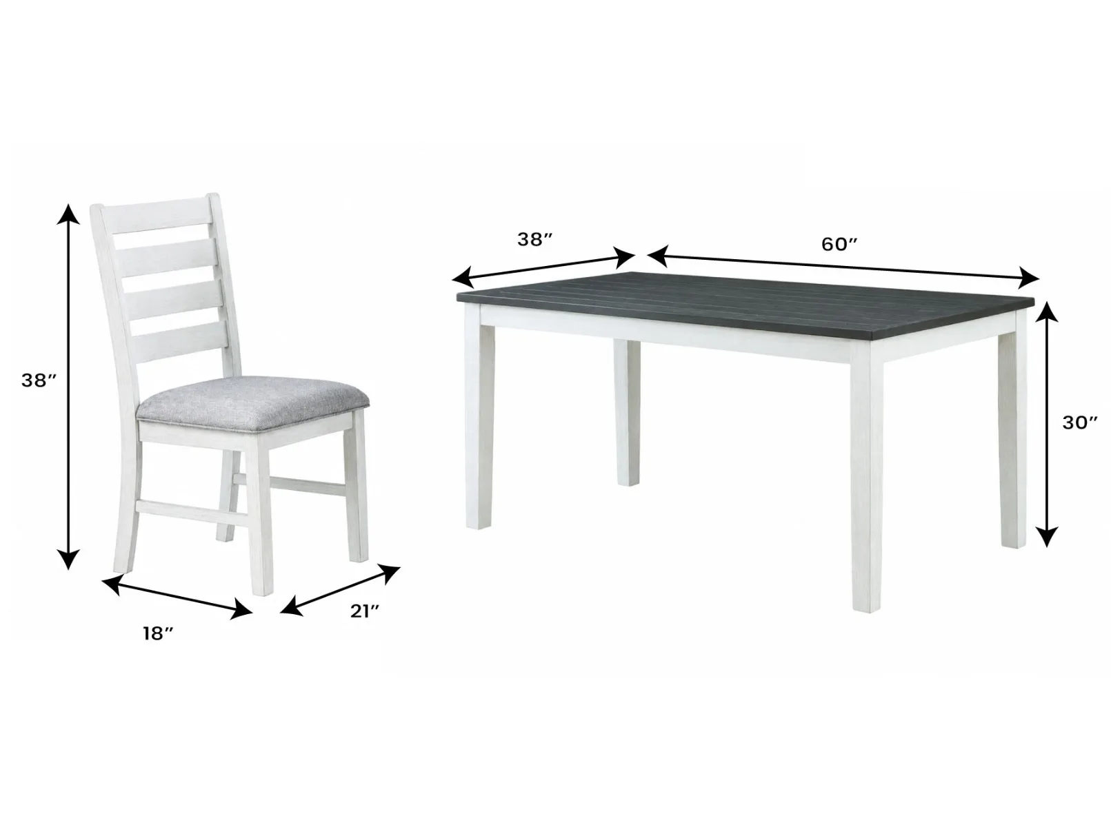 Brisbane Grey 7-Piece Dinette Set — Dimensions