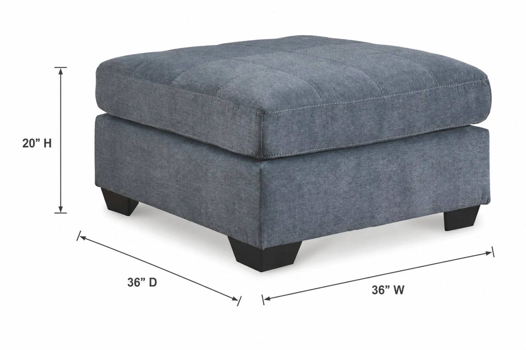 Marleton Denim Ottoman — Dimensions