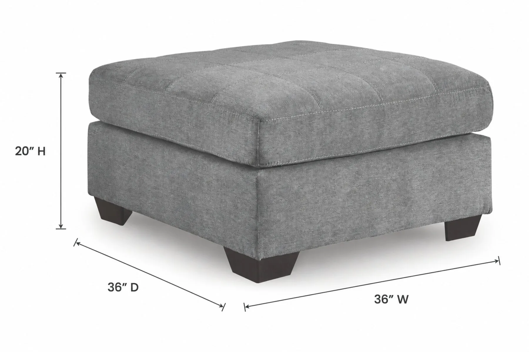 Marleton Gray Ottoman — Dimensions