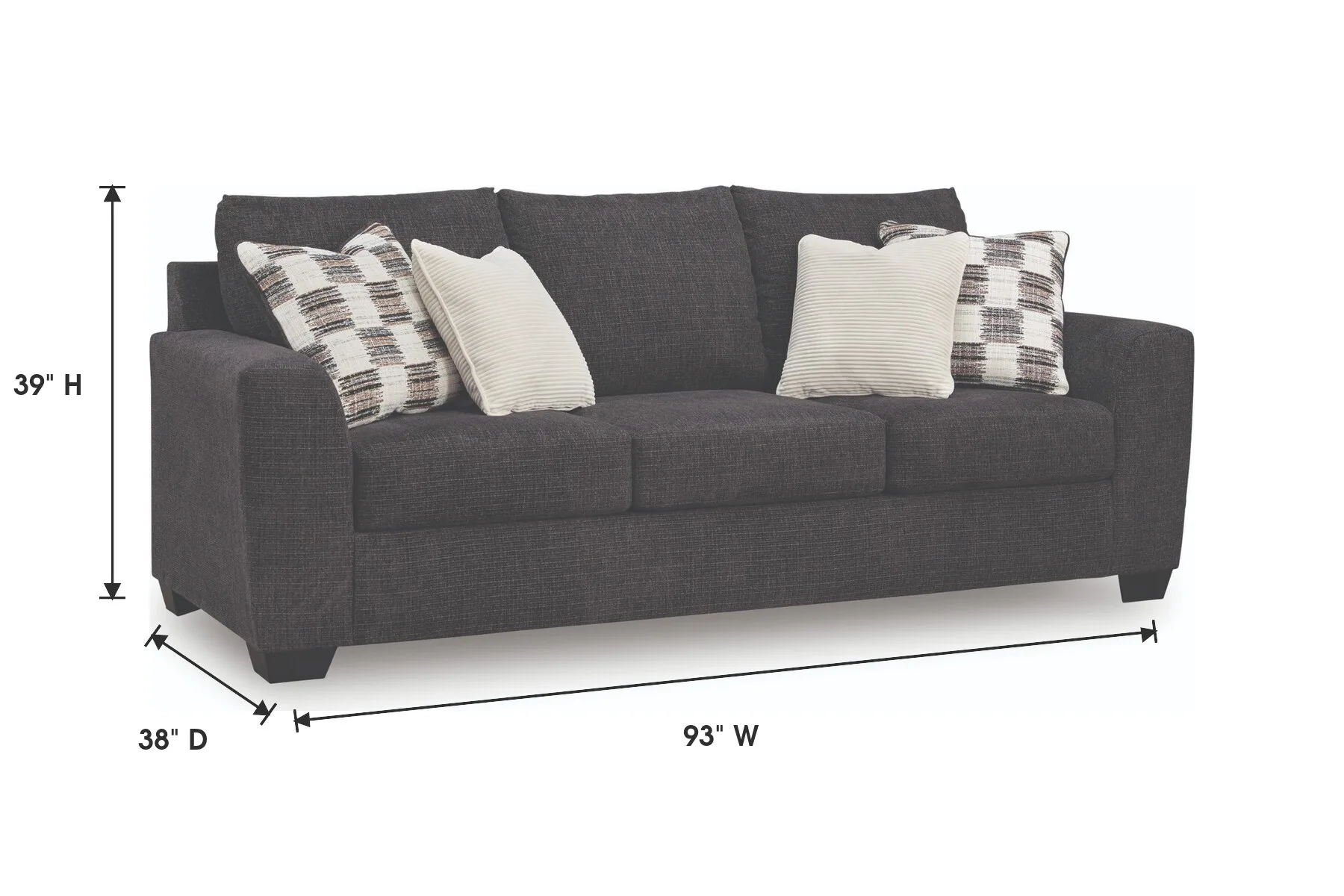 Loreo Ebony Sofa — Dimensions