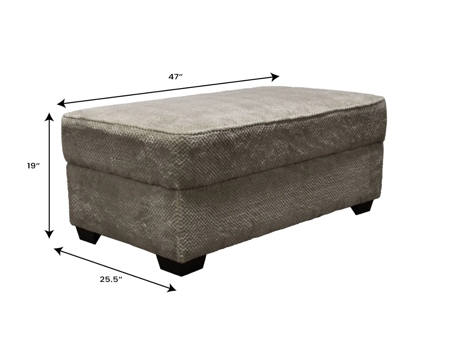 Angola Mineral Storage Ottoman — Dimensions