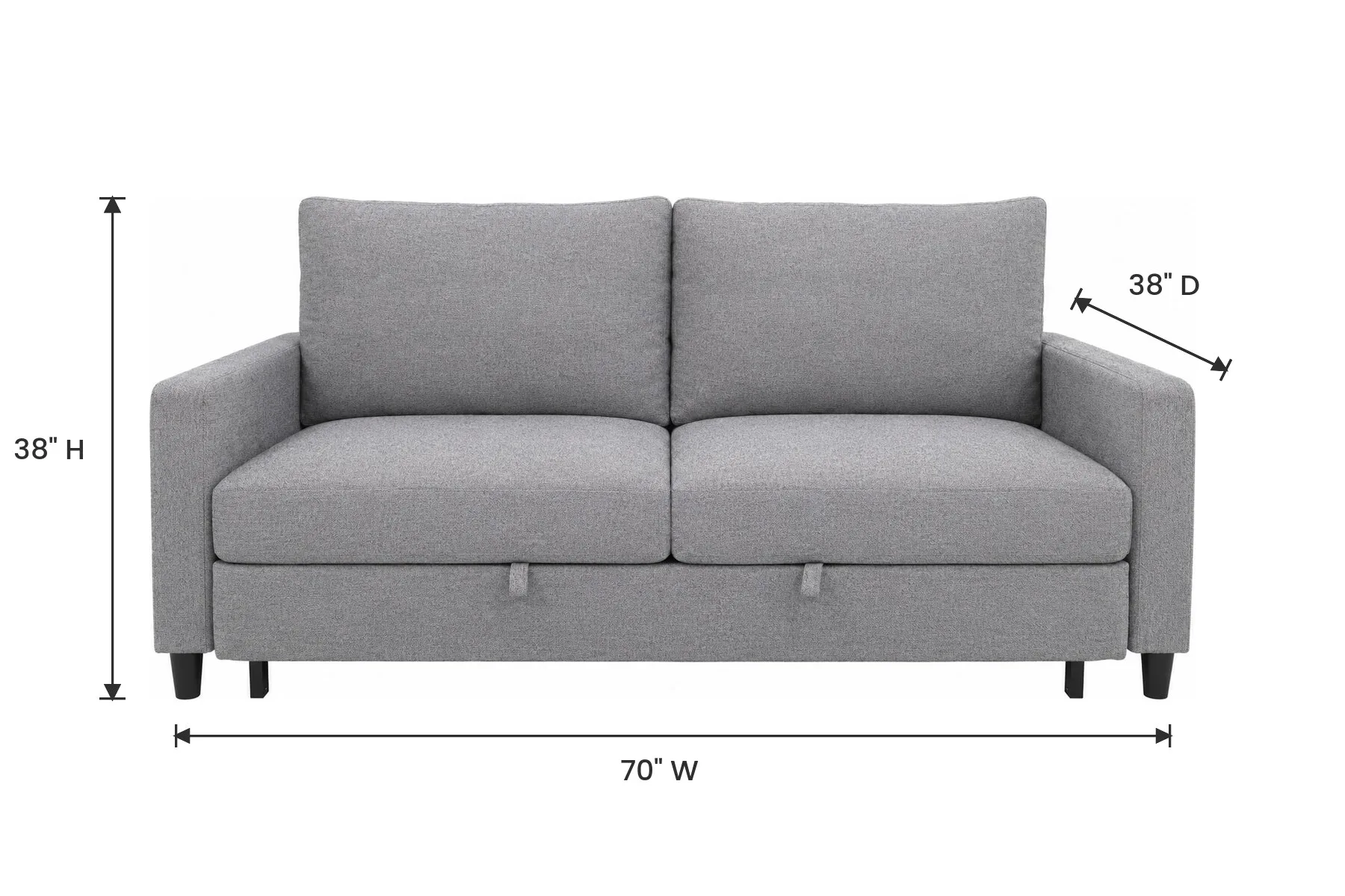 Grey Sleeper Sofa — Dimensions