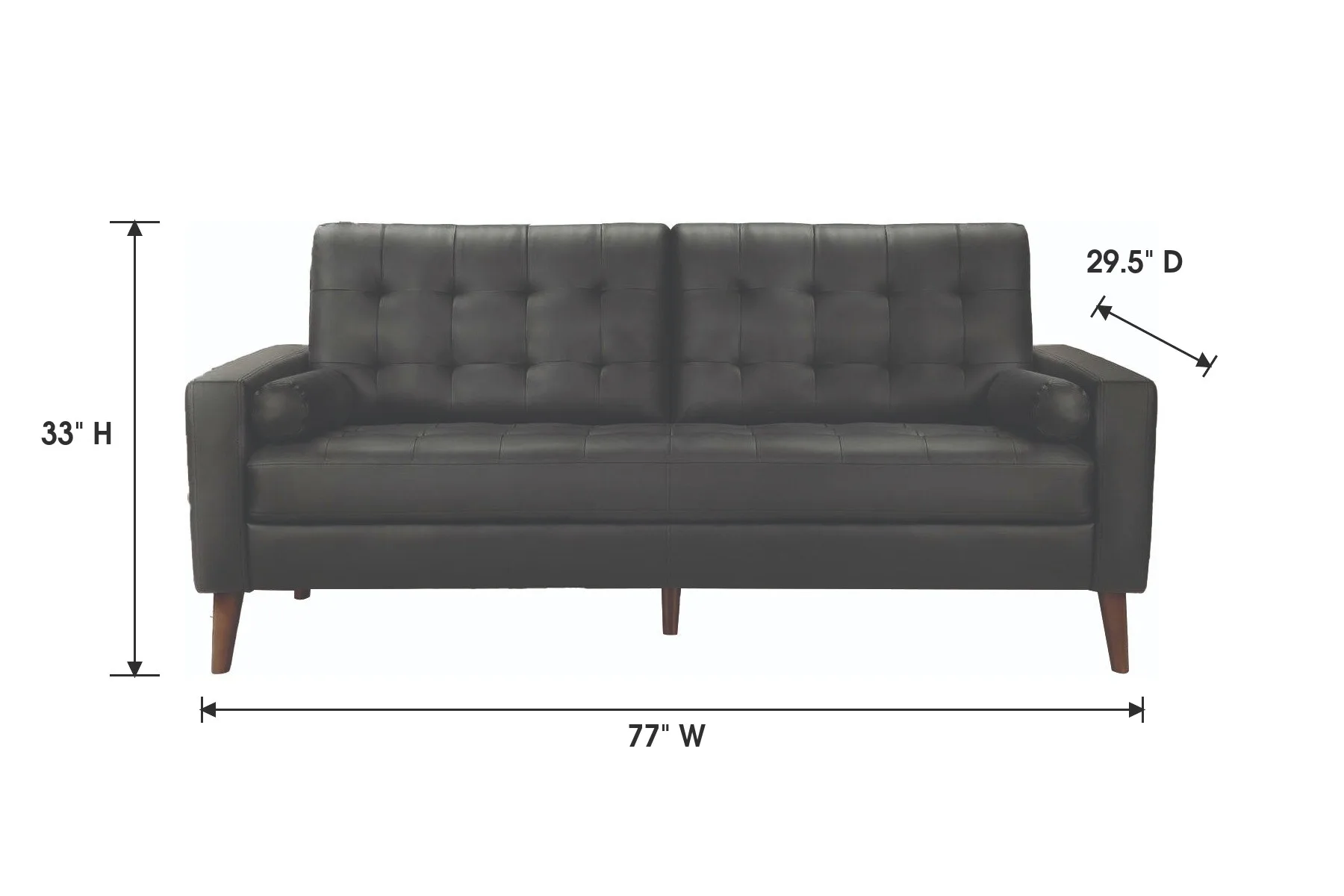 Black Faux Leather Sofa — Dimensions