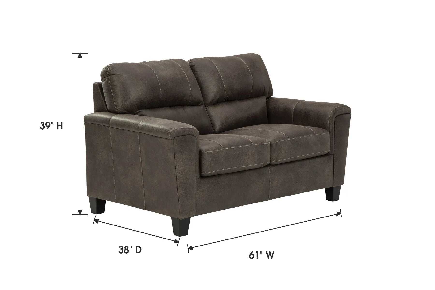 Navi Smoke Loveseat — Dimensions