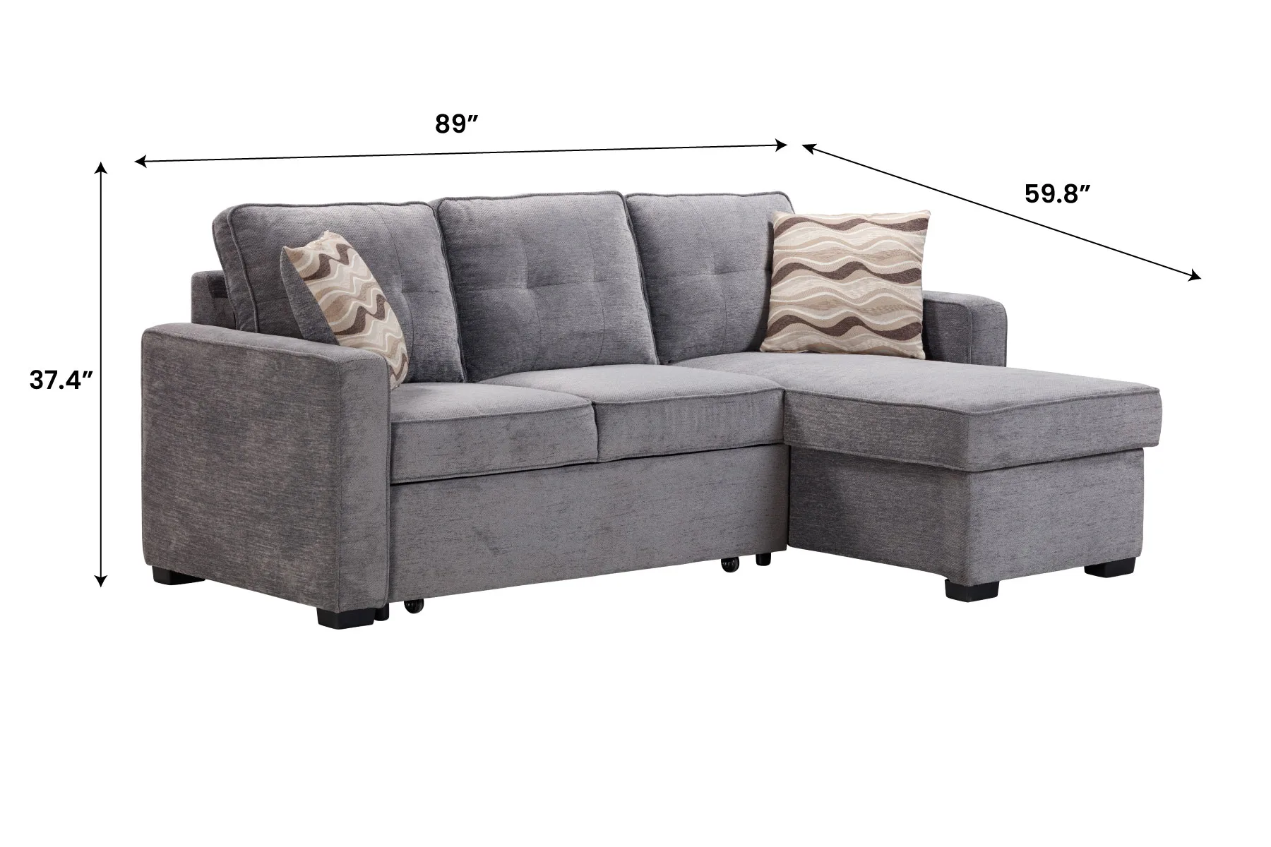Soren Fog 2Pc Storage Sleeper — Dimensions