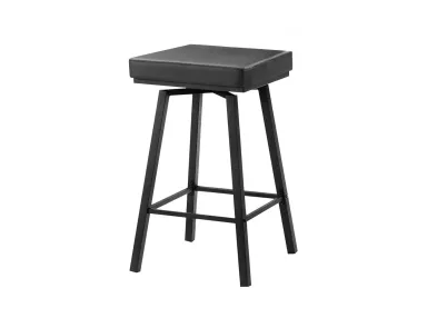 Black Leather-Look Swivel Stool