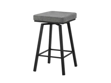Grey Fabric Swivel Stool