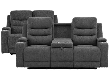 Firth Charcoal Power Reclining Sofa & Loveseat Set