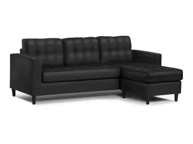 Black Leather-Look 2-Piece Sectional