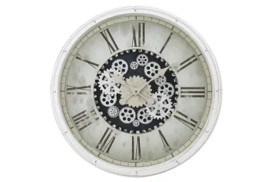 White 30" Diameter Gear Mechanism Wall Clock - 9033WH00