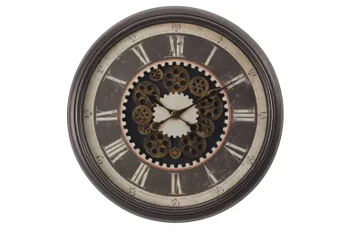 Brown 23" Diameter Gear Mechanism Wall Clock - 9070BR00