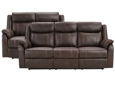 Lanny Brown Reclining Sofa & Loveseat Set