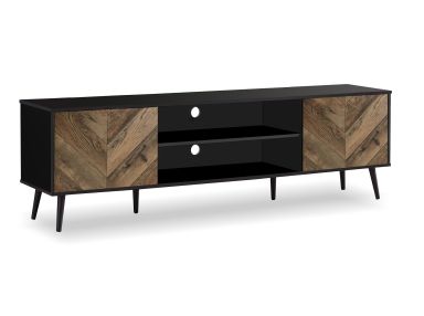 Black with Wood Doors 7" TV Console