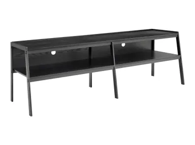 Black Wood Grain w/Black Metal 72" TV Console